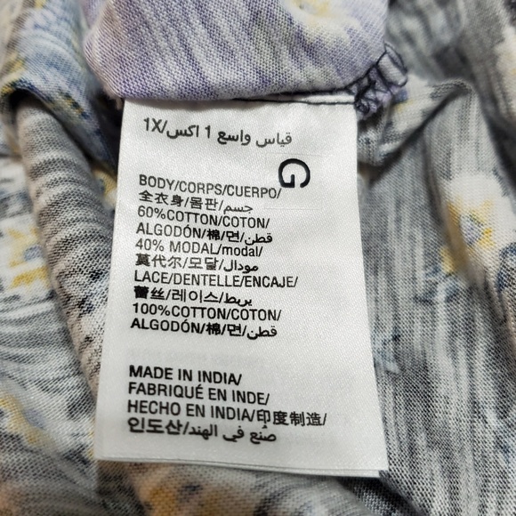 Style & Co. 1X Plus Floral Split Neck Casual Top - Picture 6 of 7